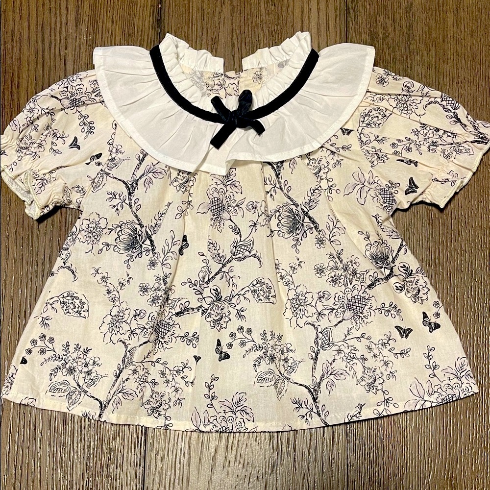 Floral Print Kids Dress with Ruffled Collar